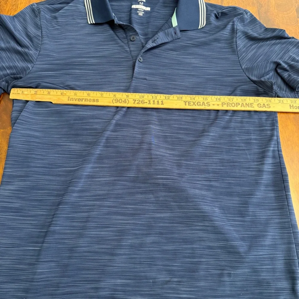 Adidas Golf Mens Medium Navy Blue Space Dye Performance‎ Polo Shirt RN88387